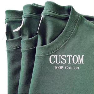 T-shirt Oversize Casual da Uomo in Cotone Pima Mercerizzato, Girocollo, Tinta Unita, Pesante, Unisex - Product Image 5