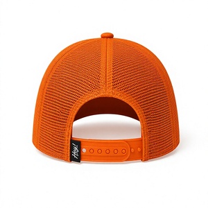 Gorra Trucker Personalizada al por Mayor con Logotipo Bordado en 3D, Gorra de Malla Naranja de Alta Calidad, Perfil Medio, 5 Paneles, Visera Curva - Product Image 3