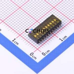 THS110J DIP Switch SMD-20P,5.4x14.3mm Switch Flat Toggle, Groove Type Single Pole Single Throw 10 1.27mm - Product Image 1