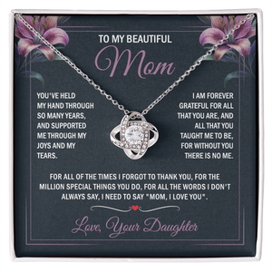 Collar con Colgante de Nudo de Amor Clásico Plateado para Mamá, con Tarjeta de Texto Personalizado - Regalo del Día de la Madre para Hija/Hijo, Artículos de Oficina - Product Image 1