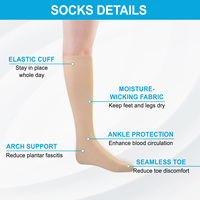 Chaussettes de compression hautes sans couture avec soutien de la voûte plantaire, évacuation de l'humidité, pour la rééducation et la thérapie