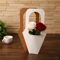 Sac d'emballage portable en papier kraft jetable pour fleurs, finition mate, idéal pour bouquets frais et cadeaux de la Saint-Valentin