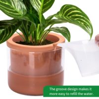 Phoenix anggur 8 inci terakota putih silinder tanaman diri penyiraman dalam ruangan Terra pot Cotta vas kaca gantung bunga Set 1