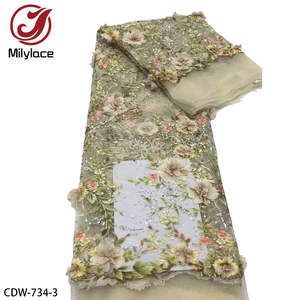 Strass da sposa 3D fiore <span class=keywords><strong>ricamato</strong></span> <span class=keywords><strong>Tulle</strong></span> tessuto di pizzo <span class=keywords><strong>per</strong></span> abito da sposa - Product Image 6