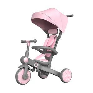 2023 Hot Selling Multi-functional Kids Tricycle Trike With 3 Wheels And Canopy And Putter Children 2-5years Ride On Car