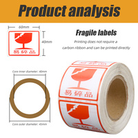 Personnalisé 4x4 fragile autocollants avec autocollant machine blanc thermique autocollant rouleau label maker