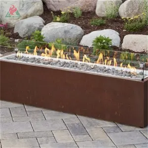 Schwarz lackierte Outdoor Corten Stahl Propan Feuerstelle Tisch Gas Feuerstelle