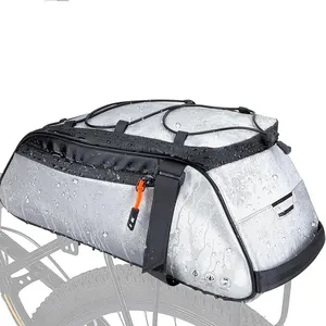 OEM Factory High Reflective Bike Trunk Bag 8L/10L/12L Waterproof Electric Bicycle Pannier Bags Oxford Rack Rear Carrier Cycling