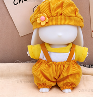 Vêtements de poupée 17 cm : Ensemble 3 pièces (Chemise, Pantalon, Chapeau) avec Béret et Salopette pour Poupée en Vinyle ou Peluche (Blind Box) - Tenue de Remplacement - Vente en Gros
