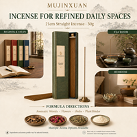 Bâtons d'encens naturels aux herbes de 21 cm, 30g, en boîte cadeau style livre, pour la méditation, le thé, la maison, marque privée, faits à la main, vente en gros
