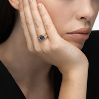 LOZRUNVE Bague en argent sterling 925 élégante et moderne avec dôme massif, sertie d'un ovale en émeraude et de zircon, pour femme