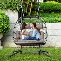 Hamac double pliable en rotin, chaise suspendue pour intérieur, extérieur, patio, jardin