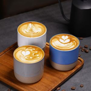 Wholesale Custom Logo Handless Stoneware Ceramic Coffee Mug Stackable Espresso Retro Coarse Kiln Glazed <b>Cups</b> for Home Office - Product Image 5