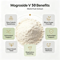 Poudre d'extrait naturel de fruit du moine, pur Mogroside V50, édulcorant de qualité alimentaire en emballage sac/fût