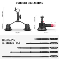 Support de fixation rapide en alliage d'aluminium à triple ventouse NEEWER CA065 avec bras magique, adaptateur pour caméra d'action, système de montage pour voiture