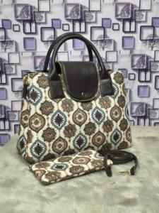 Bolso con estampado geométrico Ogee Medallion de fusión persa-india, de polipropileno o mezcla de lino pesado, con neceser a juego - Product Image 2