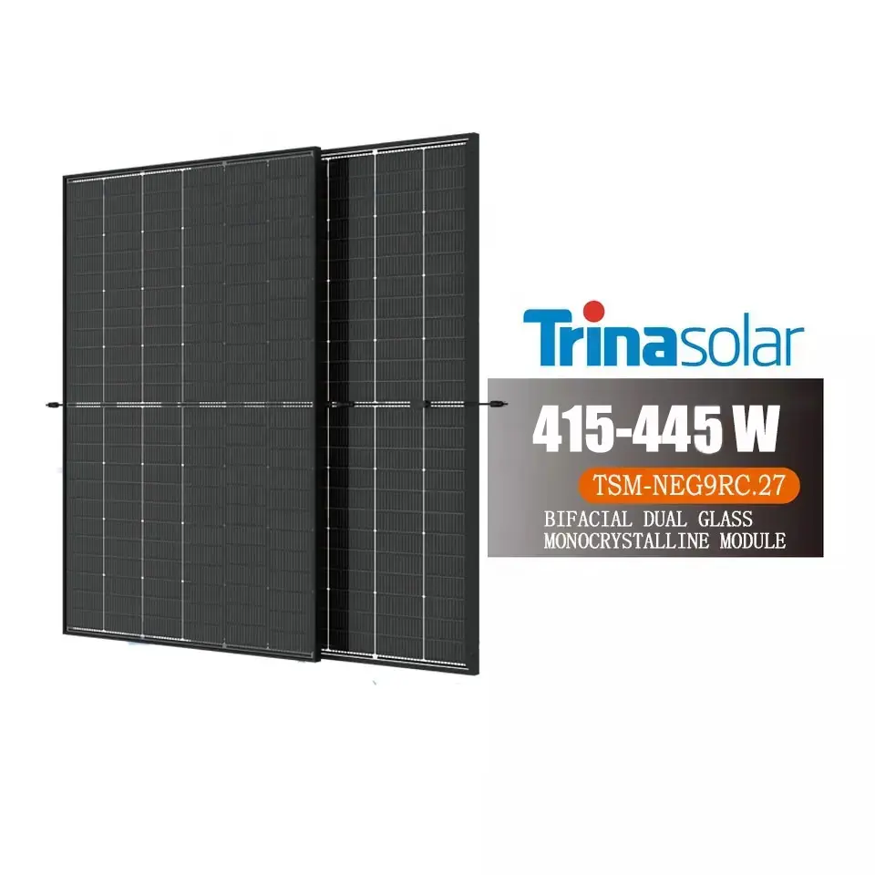 US Stock Bifacial Double Glass Monocrystalline Module Ntype TSM-NEG9RC.27 Trina Solar Panel Full Black