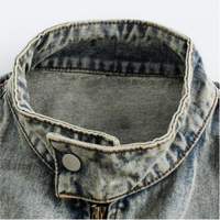 Veste en jean délavée et déchirée sur mesure pour hommes, grande taille, respirante, style vintage, coupe courte, décontractée, pour garçons