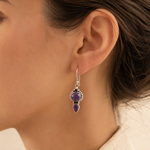 Orecchini turchesi viola, gioielli retrò da donna, idee regalo - Product Image 2