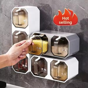Multifunctional Plastic Spice Rack Organizer Wall Mounted Kitchen Storage <b>Box</b> Seasoning Jars for Salt Pepper <b>Herb</b> Spice Tools - Product Image 3