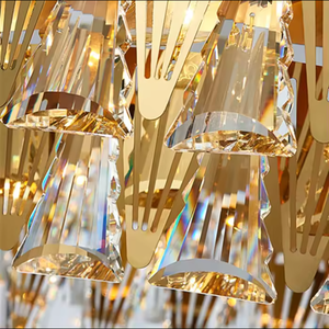 Lustres de salle à manger de lampe suspendue de haute qualité lustre en couches de cristal rond mcm d'or moderne k9 - Product Image 5