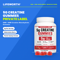 Gomitas de Creatina de Marca Privada LIFEWORTH, 5g de Monohidrato de Creatina, Sabor Sandía y Bayas, Rendimiento Muscular, 30-40 Porciones, OEM, ODM