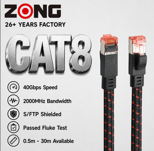 <span class=keywords><strong>สาย</strong></span><span class=keywords><strong>แลน</strong></span> Cat8 แบบแบน <span class=keywords><strong>สำหรับ</strong></span>เชื่อมต่อเครือข่ายอีเธอร์เน็ต ใช้ในบ้าน สำนักงาน <span class=keywords><strong>เล่น</strong></span><span class=keywords><strong>เกม</strong></span> และสตรีมมิ่ง - Product Image 1