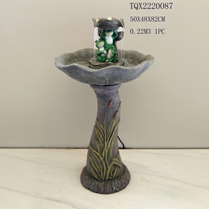 Statue de grenouille en polyrésine durable, <span class=keywords><strong>fontaine</strong></span> d'eau extérieure avec fleur de lotus, abreuvoir <span class=keywords><strong>pour</strong></span> oiseaux, décoration de jardin - Product Image 3
