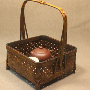 <b>Bamboo</b> Woven Carrying Basket Rectangle 22x22x29 Cm For Food Storage Kitchen Use - Product Image 4