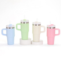 Nouvelle Tasse Cadeau Simple à Double Paille, Couleur Unie, Double Paroi Sous Vide, en Acier Inoxydable 304/201, Isolation Thermique 6-12 Heures