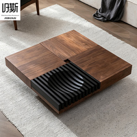 Table basse carrée moderne faite à la main, convertible, avec rangement, design pliable pour petits appartements, en bois durable, multifonctionnelle pour la maison