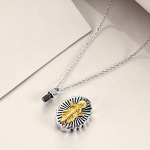 Isunni joyería de la cremación s925 de plata esterlina Virgen María colgante urna regalo cenizas <span class=keywords><strong>pelo</strong></span> Memorial collar medallón - Product Image 5