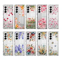 Étui de téléphone magnétique transparent à motif de fleurs de carnation pour Samsung Galaxy Z Fold 8 Ultra, antichoc, transparent, en TPU et PC, personnalisable