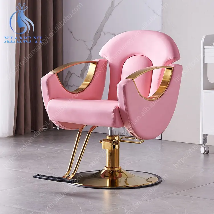 Antique Style Pink Gold Barber Shop Hair Styling Chair Salon Barber Chair For Sale