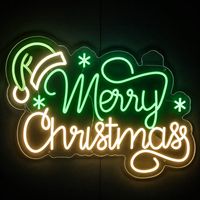 Enseigne néon personnalisée Joyeux Noël, lumière LED néon Chapeau de Père Noël Flocon de neige pour Bar, Café, Magasin, Maison, Décoration Murale de Noël