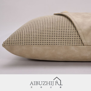 AIBUZHIJIA Metal Ornament <strong>Rectangular</strong> <strong>Cushions</strong> <strong>Cover</strong> Faux Leather Throw Pillow <strong>Covers</strong> for Home Decoration - Product Image 3