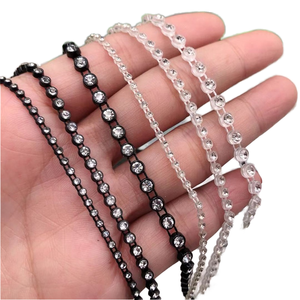 <span class=keywords><strong>Fil</strong></span> de strass en maille à dos plat, 16 facettes, 2,5-5 mm, en verre écologique, à coller, une seule rangée, pour la confection de vêtements - Product Image 1