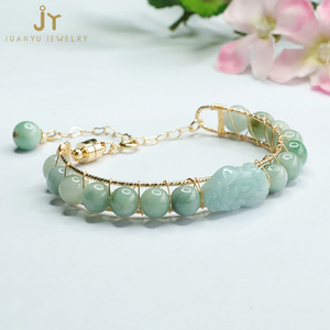 Braccialetto geometrico in pietra naturale all'ingrosso gioielli di moda braccialetti in giadeite intagliati a mano braccialetto a catena e maglia in <span class=keywords><strong>giada</strong></span> <span class=keywords><strong>verde</strong></span> Myanmar - Product Image 1