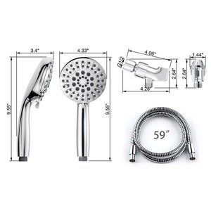 Juego de Ducha de Seis Funciones con Manguera de Acero Inoxidable de 59 Pulgadas, Rociador de Lluvia Ajustable y Ducha de Mano para Baño con Flujo Potenciado - Product Image 3