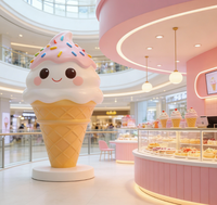 Sculptures de desserts animaux personnalisées grand format pour la décoration de magasins, présentoirs visuels pour centres commerciaux, statues en résine, crème glacée