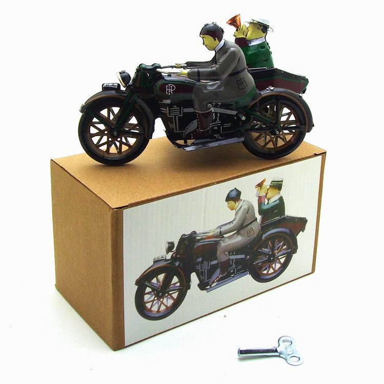 EE1364 Handmade Vintage Metal Motorbike with Sidecar Model