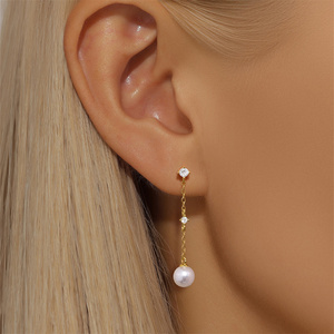 Boucles d'oreilles pendantes en argent S925 avec perles creuses, motif fleur et papillon, élégantes - Product Image 6