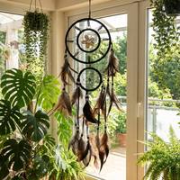 Attrape-rêves artisanal en coquillages naturels à double anneau, décoration murale bohème, carillon éolien pour la maison, la chambre et le jardin