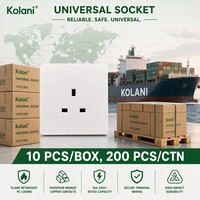 Enchufe de Pared Kolani Estándar Británico de Una Vía 13A 250V, 90x86mm Blanco Brillante PC Puro Enchufe de Corriente de Pared de 3 Pines para Reino Unido