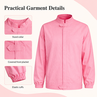 Ensemble de vêtements de travail antistatiques avec veste à capuche et pantalon, tissu quadrillé 110 GSM 5x5 mm, rose et blanc, couleurs personnalisées pour la production alimentaire
