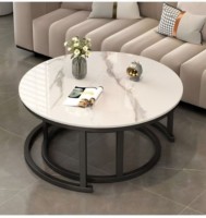 Nouvelle table basse de style nordique de luxe, ronde, en matériaux écologiques, pour le salon