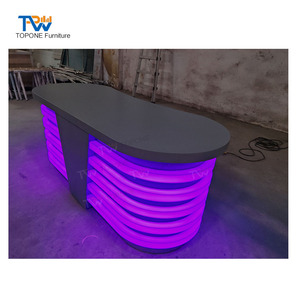 Table de Studio Mobile pour Podcast et JT, Design de Bureau de Présentation TV avec Lumière LED - Product Image 1