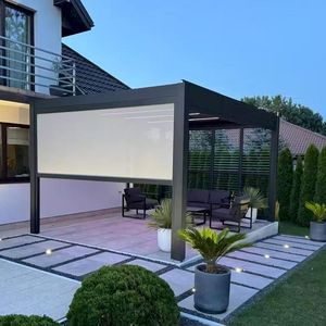 Pergola motorisée rétractable Prima à lames orientables pour usage résidentiel et en parc – Protection solaire <span class=keywords><strong>extérieure</strong></span> - Product Image 4