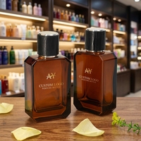 Ensemble de flacons de parfum en verre rectangulaires polygonaux marron de qualité supérieure, logo personnalisable, design géométrique, ensemble de flacons de parfum personnalisés pour marque