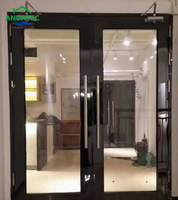 Porte battante en aluminium à double vitrage, isolante, coupe-vent et étanche, robuste, prix de gros usine, pour hall commercial